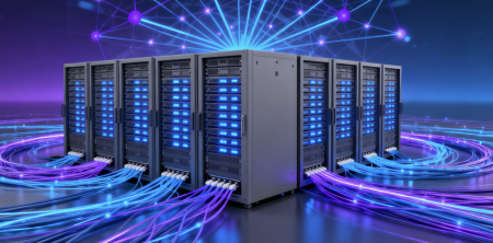 Glowing interconnected network backbone for CloudExtel's AI-ready infrastructure project