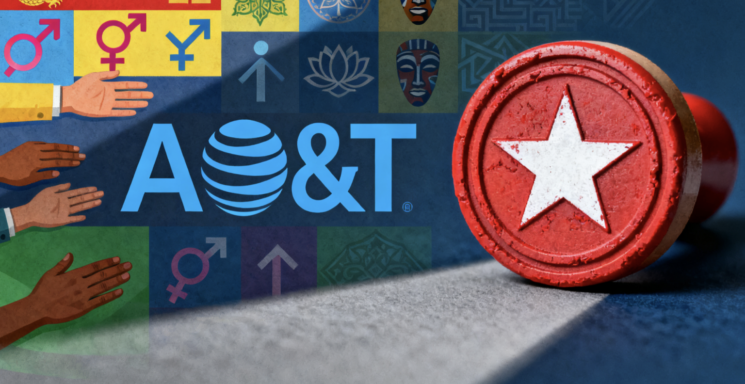 Conceptual artwork of AT&T telecom ending DEI programmes