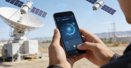 Abstract depiction of mobile-satellite integration