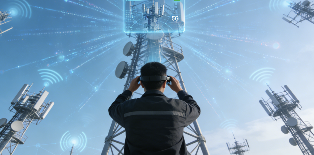 vHive unveils real-time “On-Site Validation” tool to reduce telecom installation errors Tech-focused artwork of mobile network installation validation