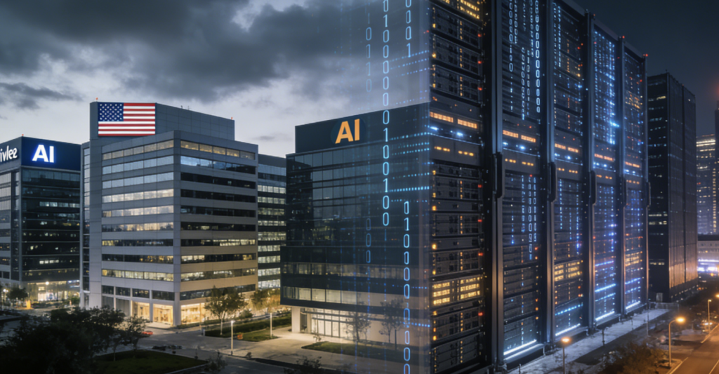 Nvidia warns US may lose AI race as China surges ahead in infrastructure buildout Abstract tech artwork depicting Nvidia’s caution about US falling behind China in global AI infrastructure and the broader implications for the AI race