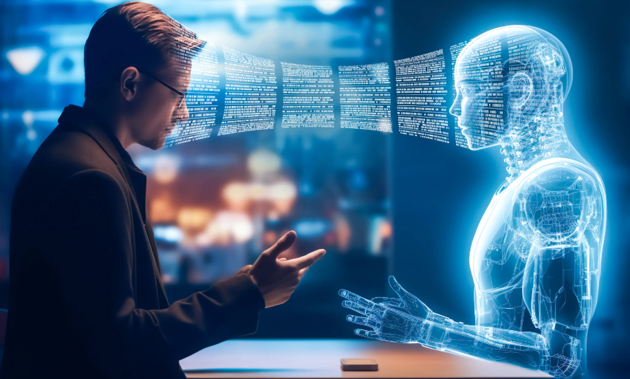 NFON Pushes AI Growth Through Expanded Partner Programme Futuristic-representation-of-AI-interacting-with-humans-and-digital-systems